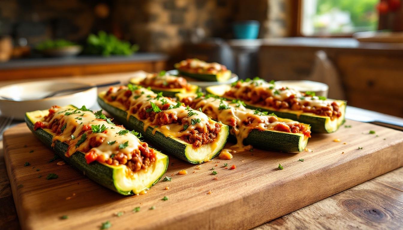 découvrez notre recette saine et légère de courgettes farcies au bœuf haché, alliant saveurs et nutrition. un plat équilibré parfait pour un repas en famille ou entre amis, simple à préparer et délicieux à déguster !