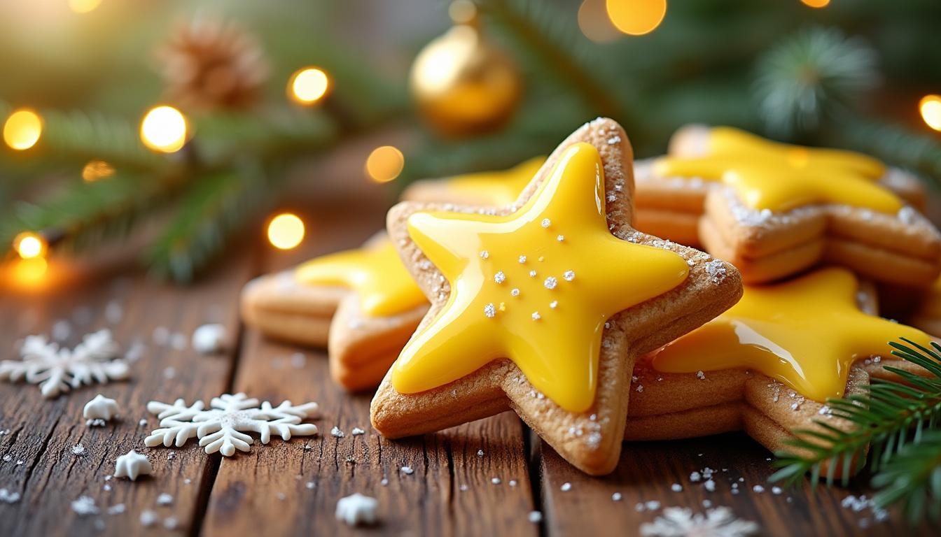 Biscuits étoile glaçage citron pour un Noël tout doux