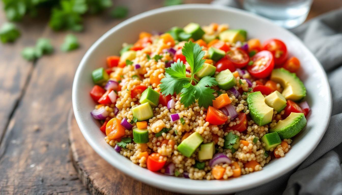 découvrez notre bowl détox sain et gourmand, alliant quinoa, saumon frais et légumes verts croquants pour une pause nutritionnelle équilibrée.