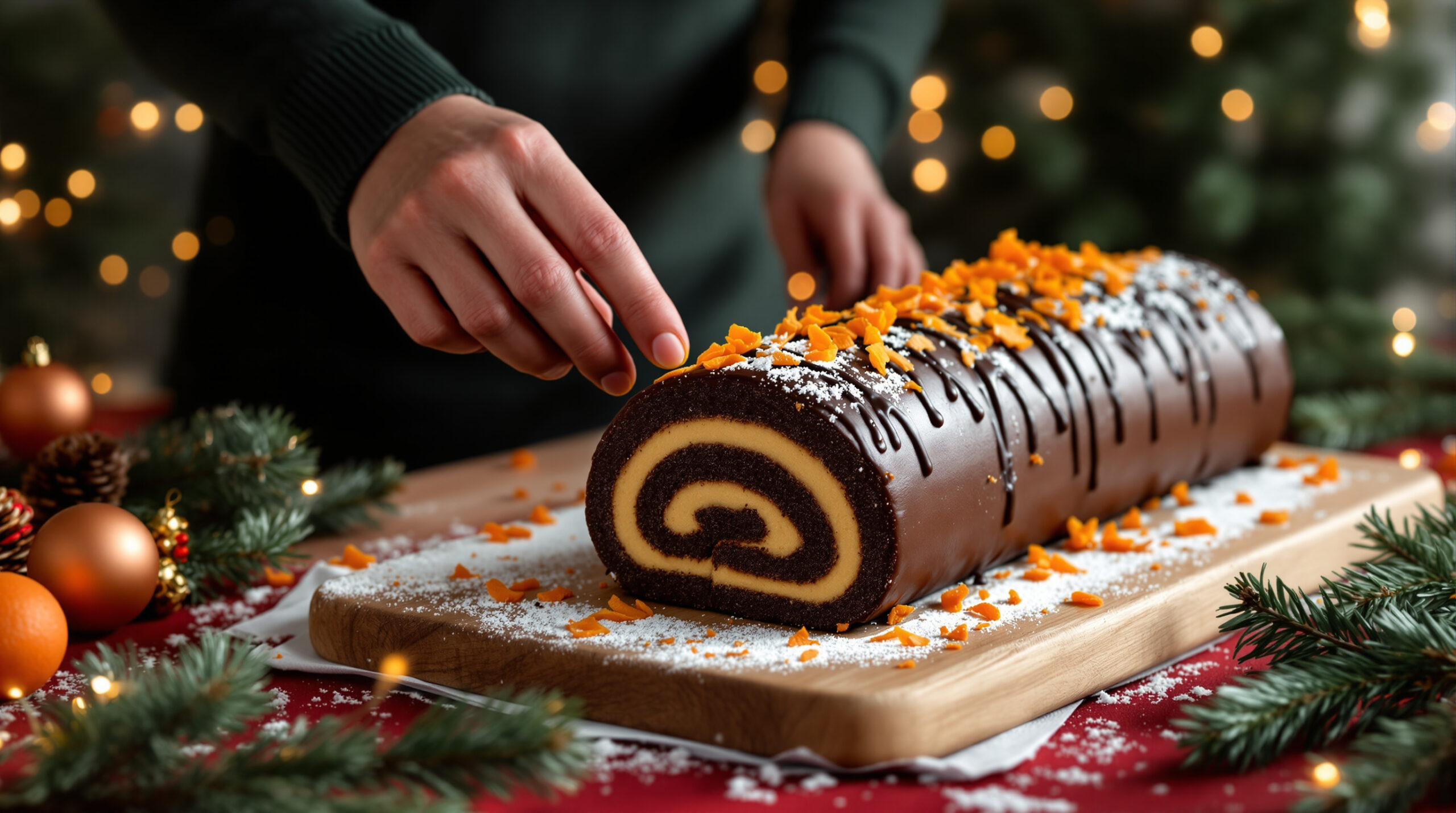Bûche chocolat–orange vegan