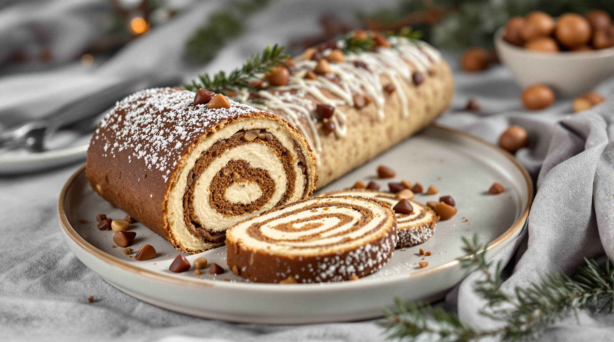 découvrez notre bûche roulée vegan à la crème de marron, une douceur gourmande et saine idéale pour les fêtes, 100% végétale et savoureuse.
