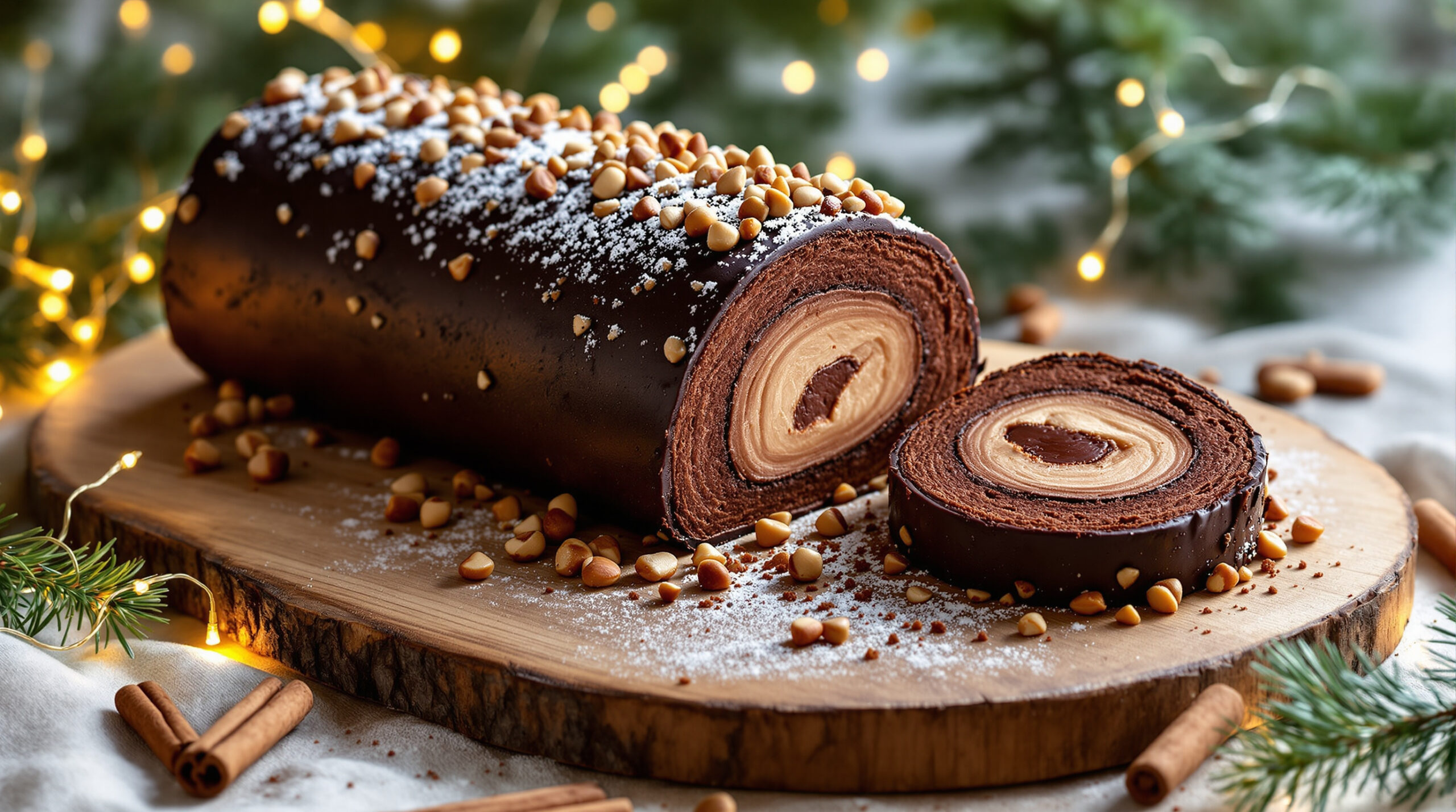 découvrez notre bûche vegan chocolat–noisettes façon truffe, une gourmandise sans produits d'origine animale alliant saveurs intenses et texture fondante, idéale pour les fêtes.