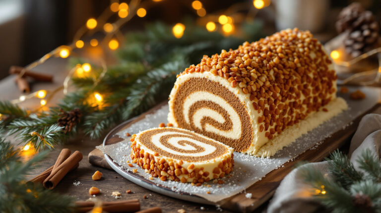 découvrez notre bûche vegan praliné croustillant, une délicieuse gourmandise sans produits d'origine animale, parfaite pour vos fêtes.