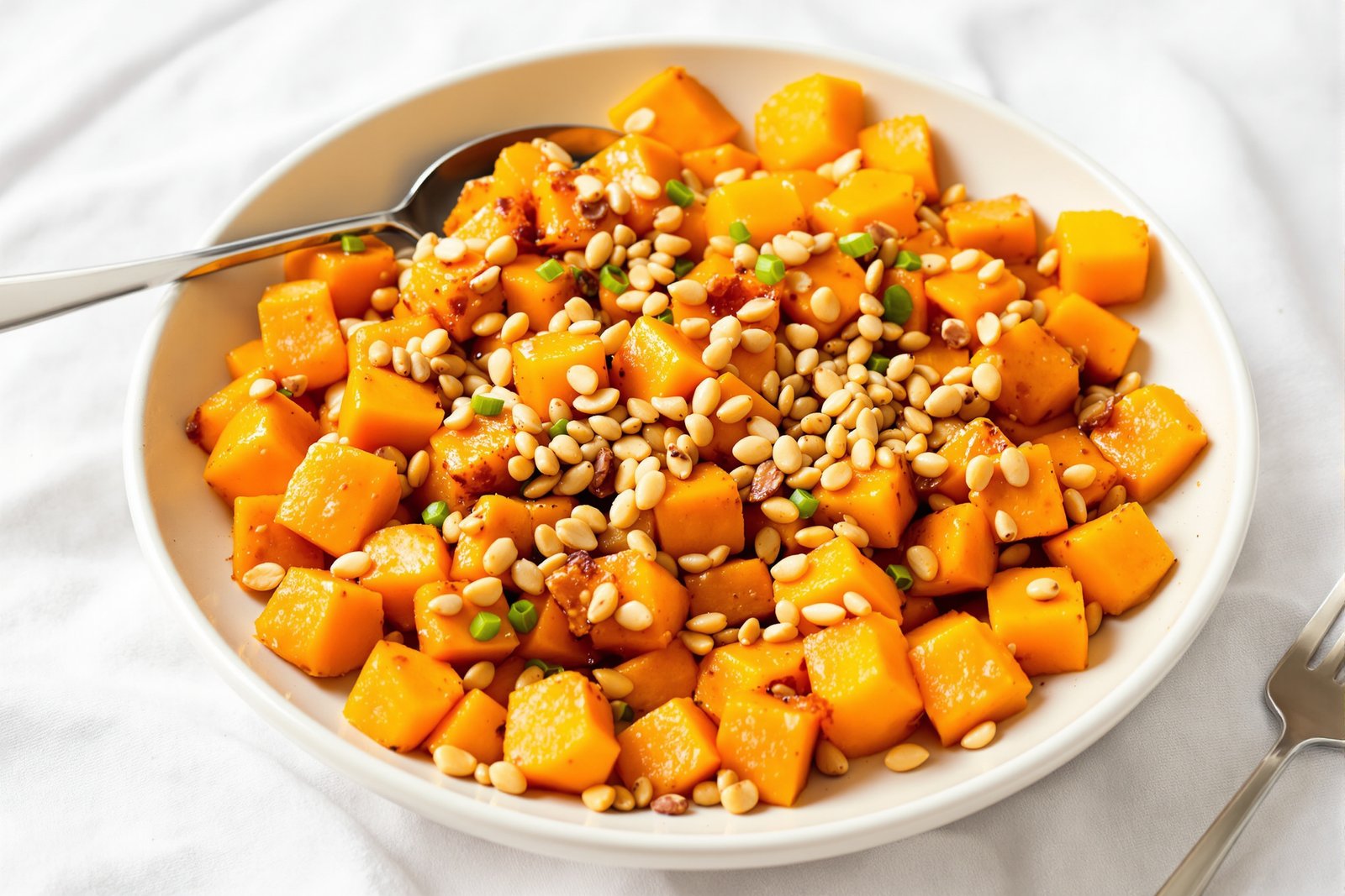 Butternut rôtie au sirop d’érable et pignons