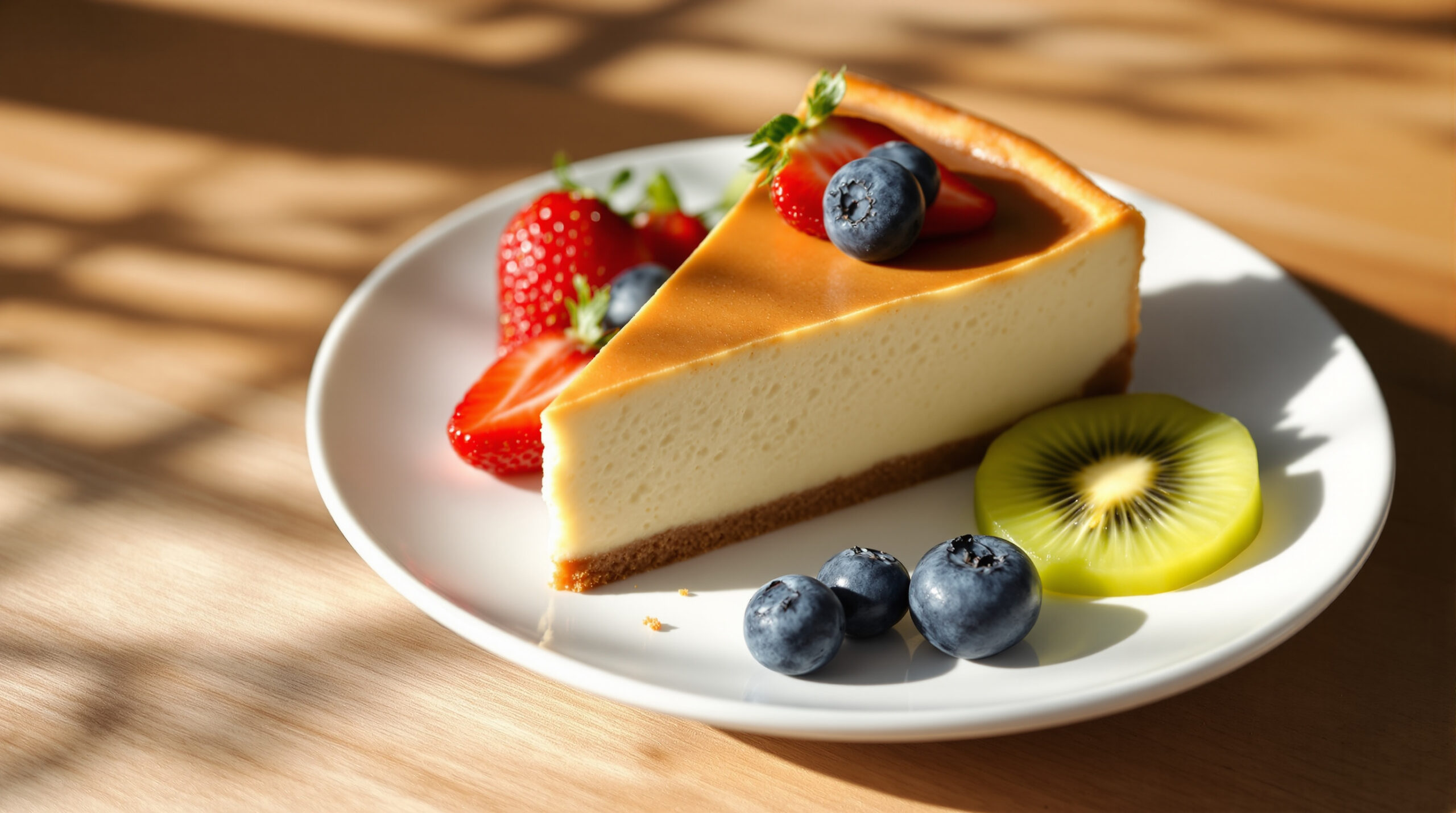 découvrez notre cheesecake hojicha baked façon new york, un dessert gourmand alliant la douceur du fromage à la saveur unique du thé hojicha grillé.