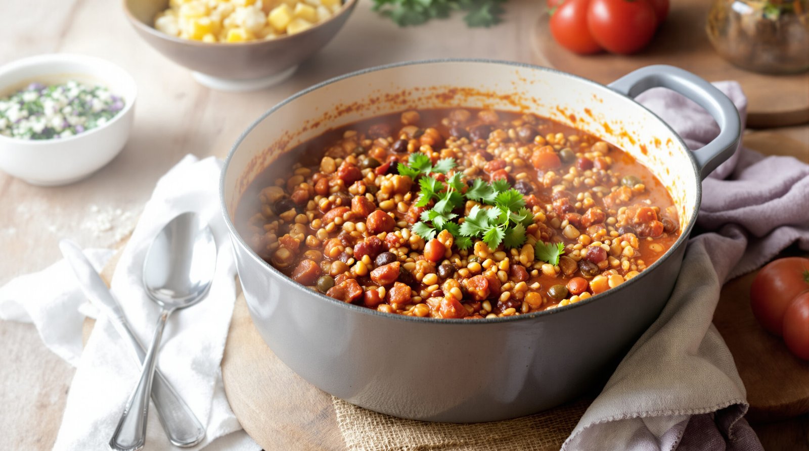 découvrez notre recette facile et savoureuse de chili sin carne au quinoa, un plat végétarien riche en protéines et plein de saveurs.