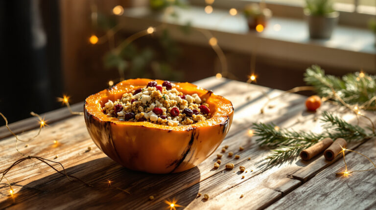 découvrez notre délicieuse recette de courge butternut farcie au quinoa, cranberries et feta, un plat savoureux et healthy parfait pour toutes les occasions.
