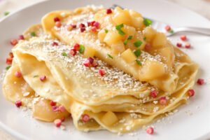 Crêpes à la farine d’avoine et compote de pommes maison