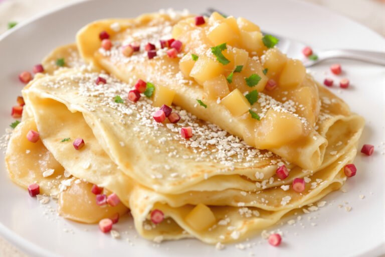 Crêpes à la farine d’avoine et compote de pommes maison