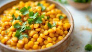 découvrez un curry doré savoureux de lentilles corail, préparé avec du lait de coco onctueux et du curcuma frais pour une explosion de saveurs et bienfaits santé.