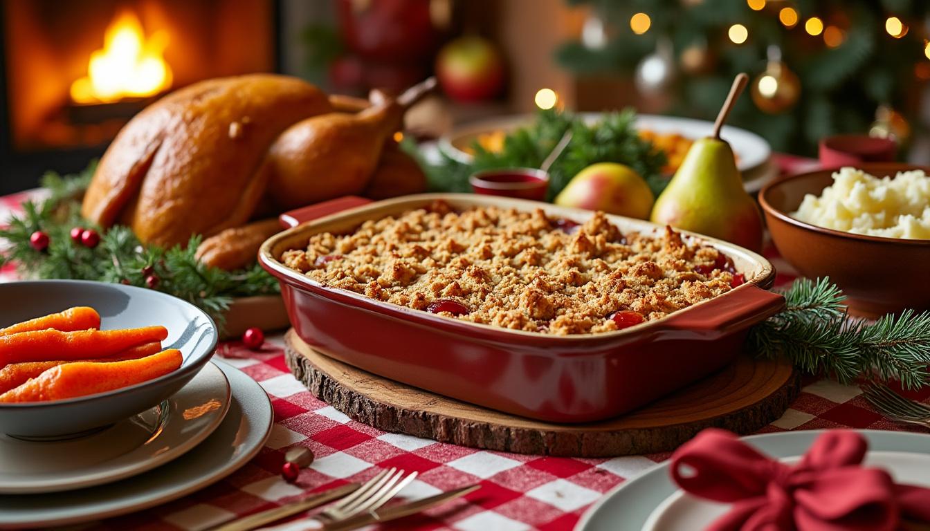 découvrez notre recette facile de crumble pommes-poires aux épices, un dessert de noël gourmand et réconfortant qui ravira toute la famille.