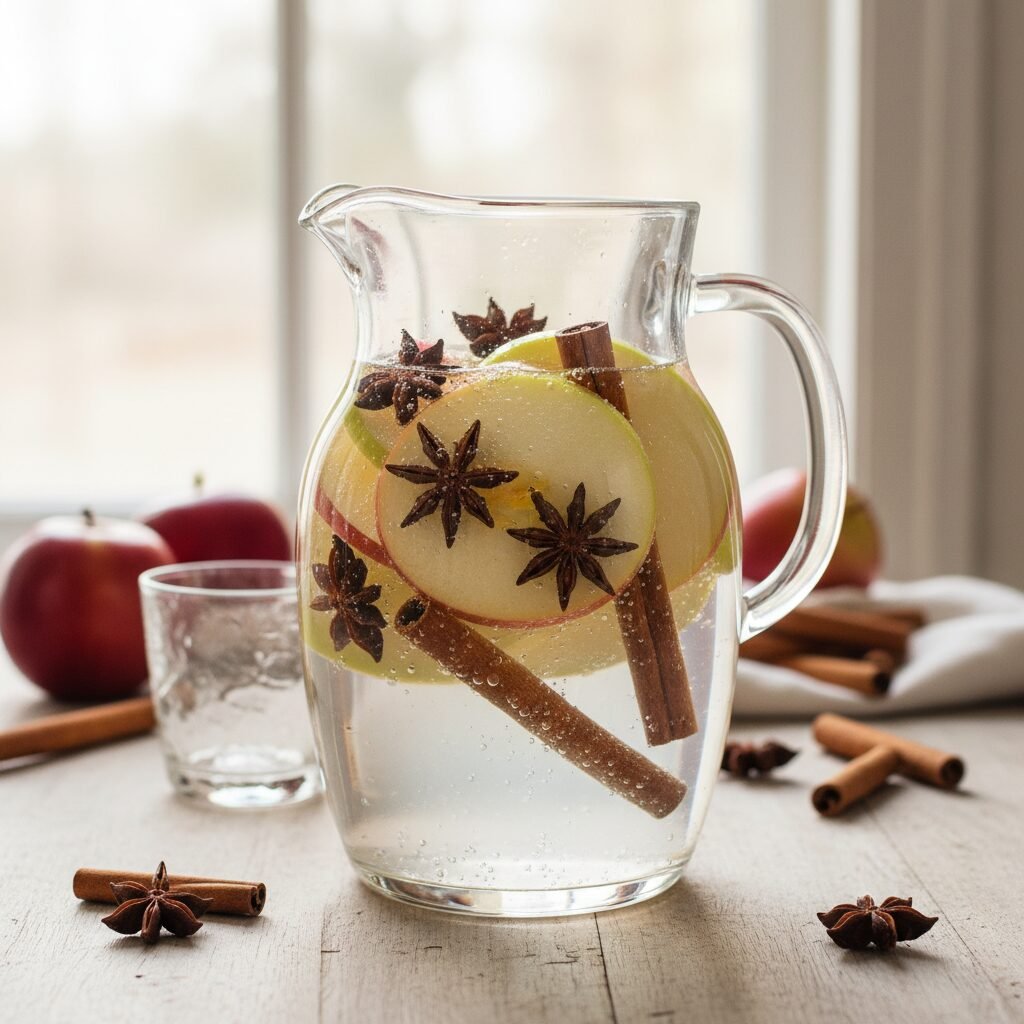 découvrez notre eau aromatisée pomme, cannelle et anis étoilé, une boisson naturelle et rafraîchissante aux saveurs épicées et fruitées, parfaite pour vous hydrater avec plaisir.