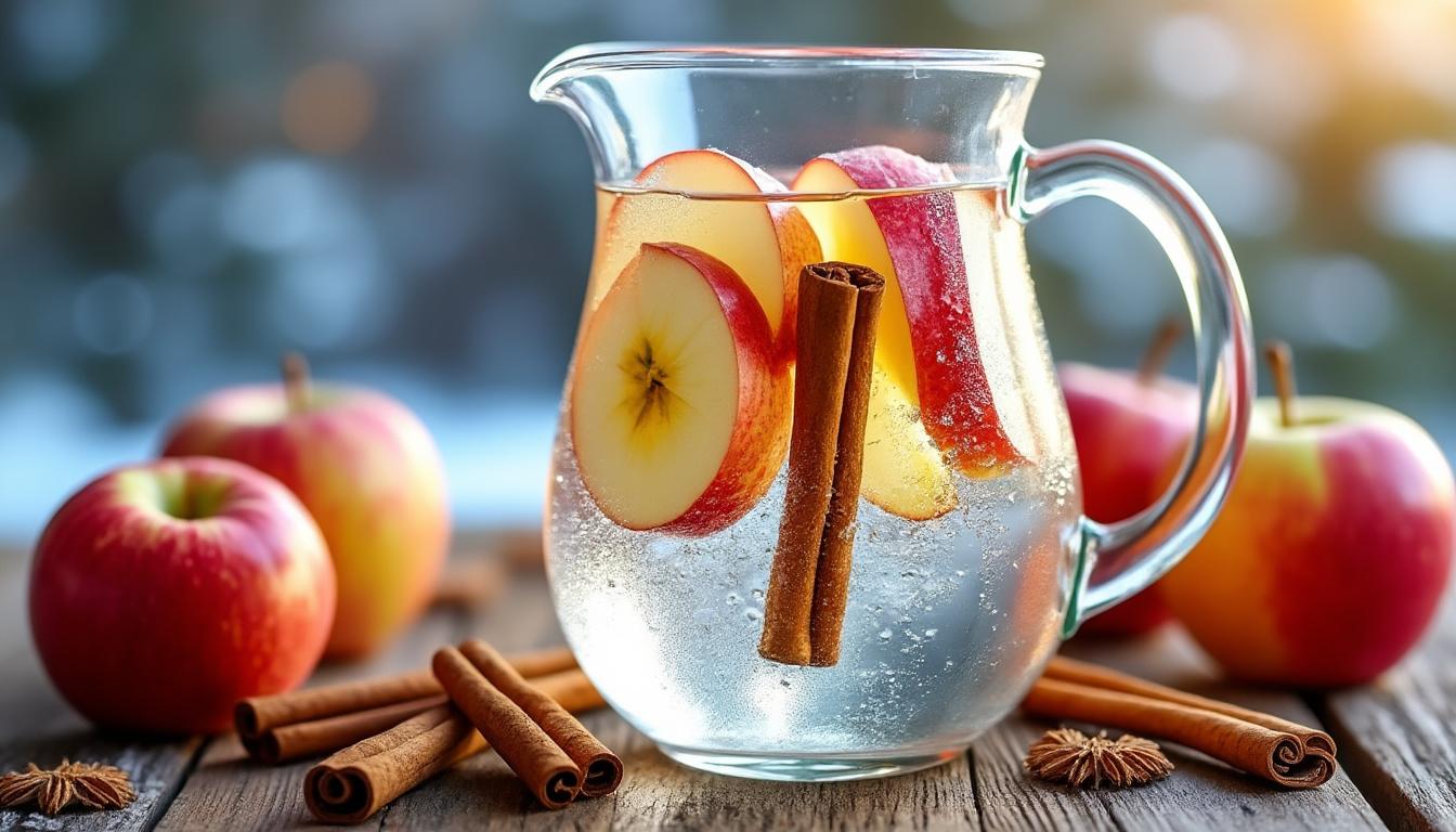 Eau detox hivernale pommes-cannelle