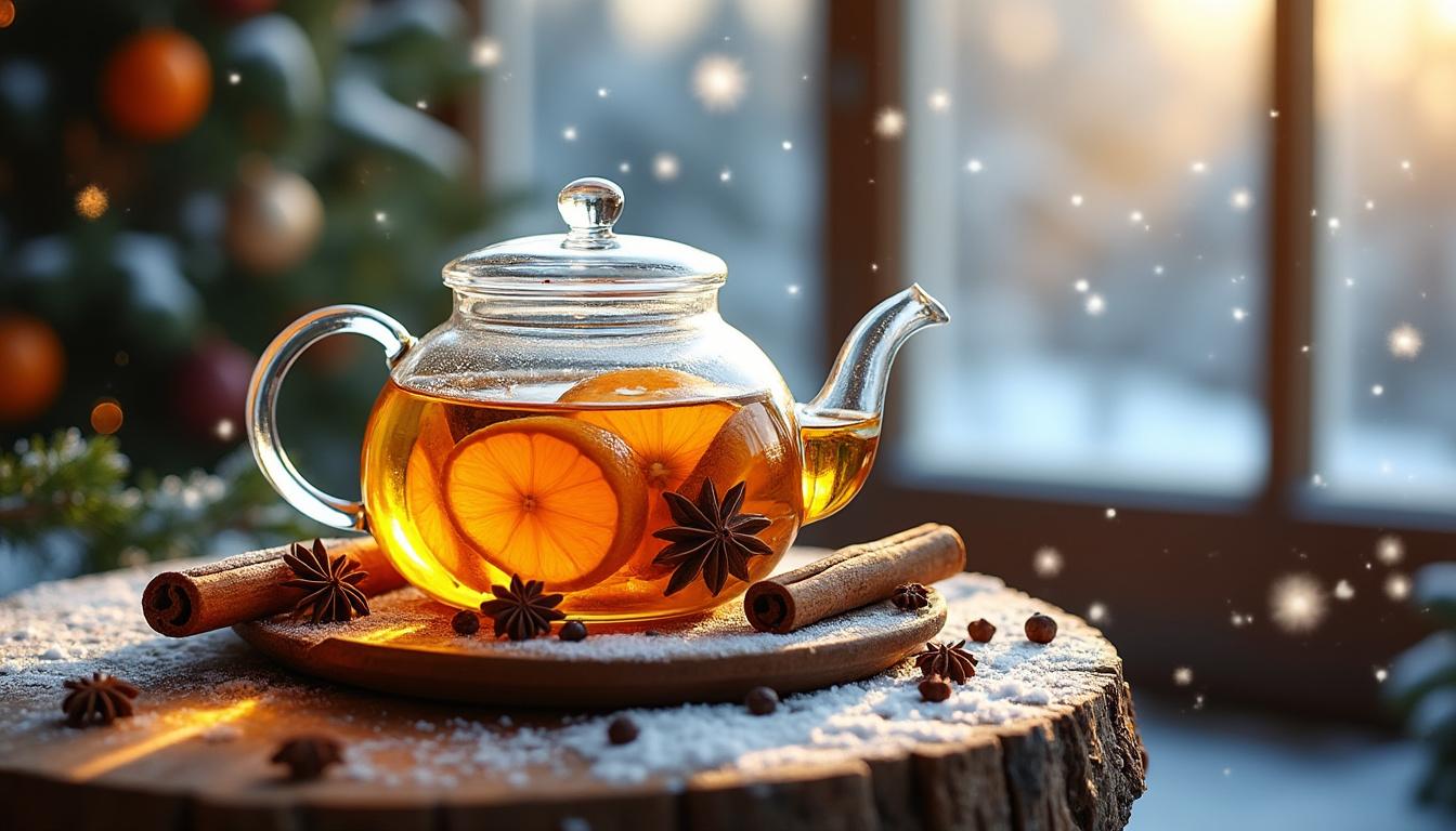 découvrez notre recette d'eau infusée orange-épices, idéale pour réchauffer vos journées d'hiver avec une boisson saine et parfumée.