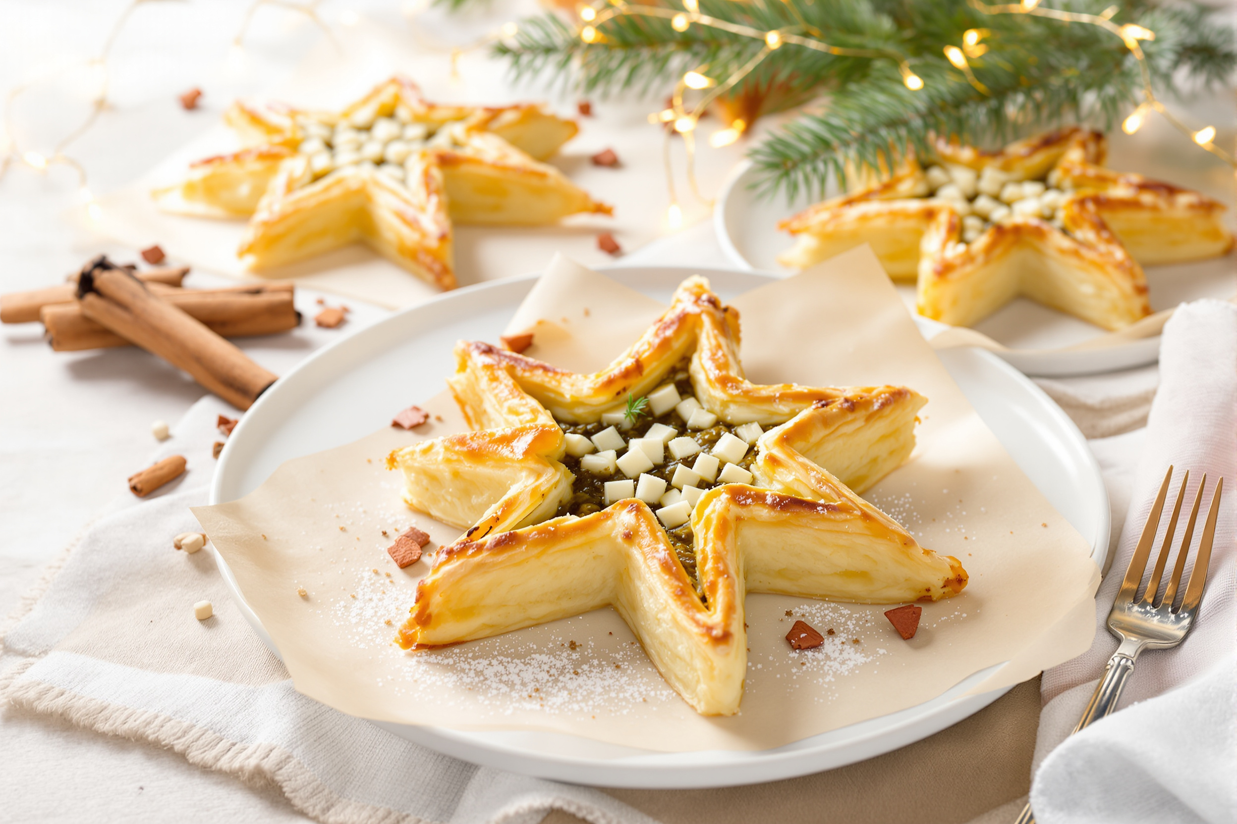 Feuilleté étoile au pesto rosso et mozzarella