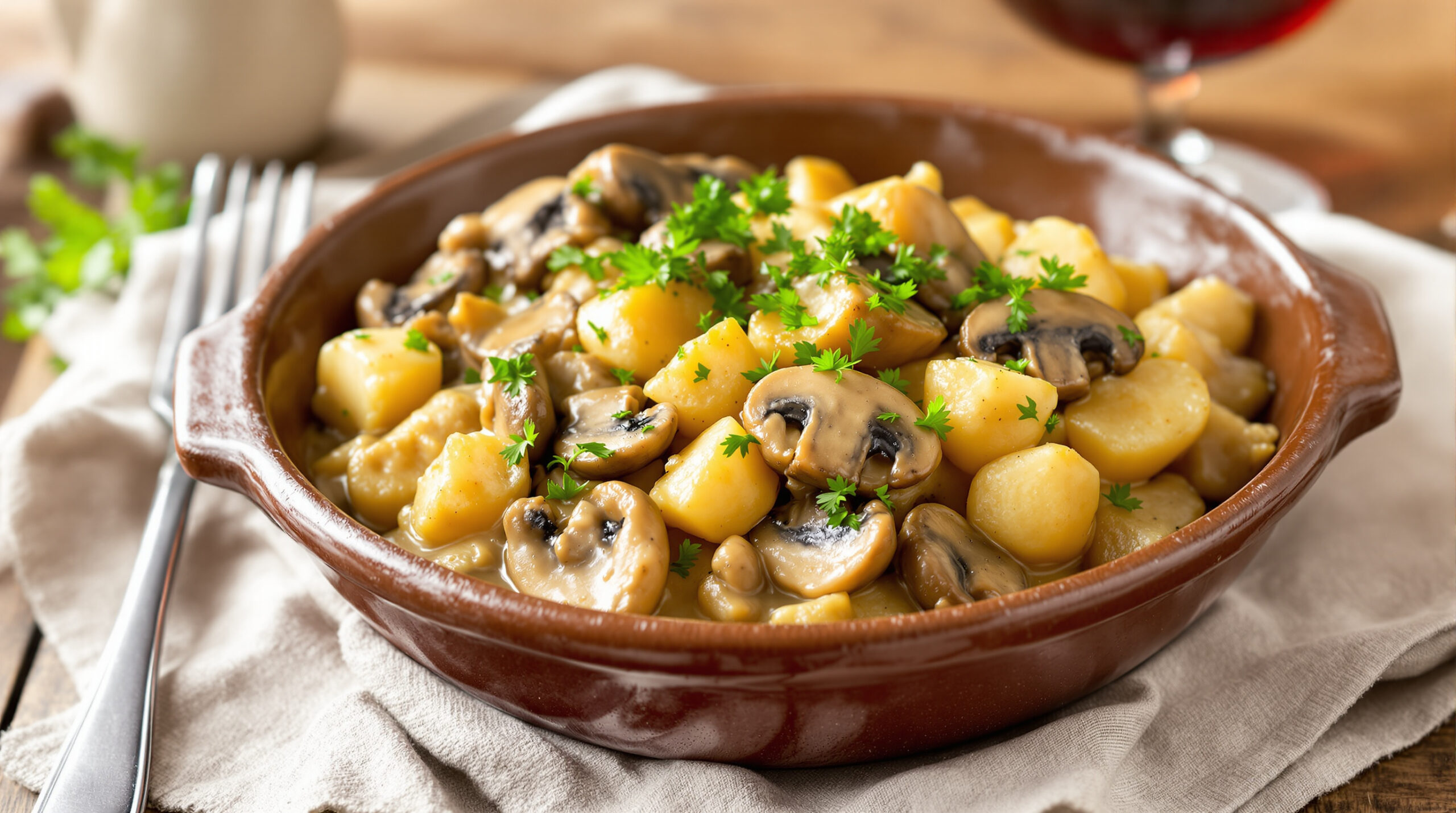 découvrez une délicieuse fricassée de champignons à la crème et au thym, un plat savoureux et réconfortant parfait pour accompagner vos repas.