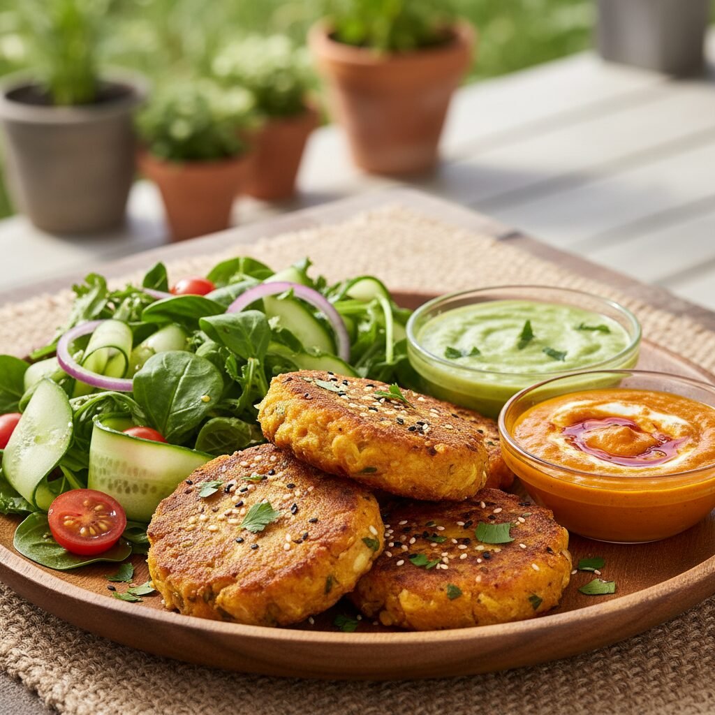 découvrez une recette simple et saine de galettes de patate douce et pois chiches préparées à l'air fryer, parfaites pour un repas gourmand et léger.