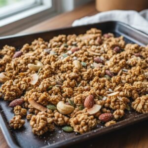 découvrez notre recette facile de granola maison au sarrasin et noix de coco, un délicieux mélange croustillant et sain parfait pour vos petits déjeuners.