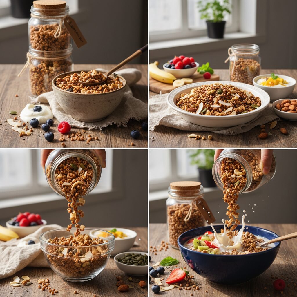 découvrez notre recette de granola maison au sarrasin et noix de coco, une délicieuse option saine pour vos petits-déjeuners gourmands et énergétiques.