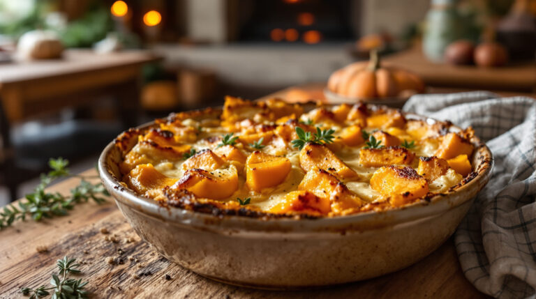 découvrez notre recette savoureuse de gratin de châtaignes et potimarron, un plat réconfortant et automnal aux saveurs délicates.