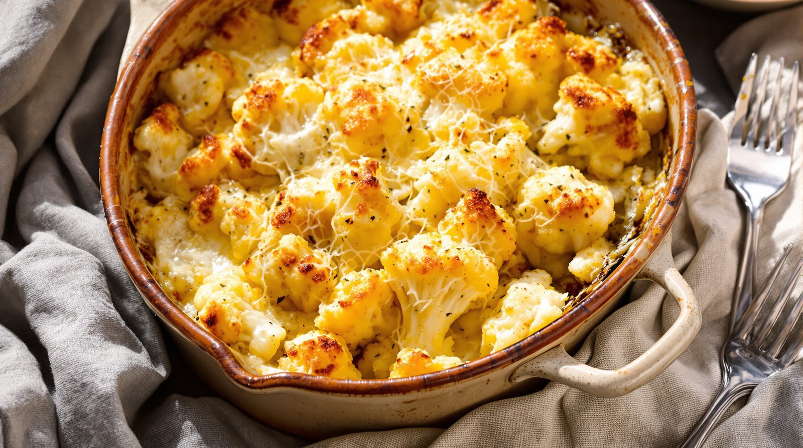 découvrez notre recette savoureuse de gratin de chou-fleur à la moutarde et au parmesan, un plat onctueux et gourmand parfait pour réchauffer vos repas.