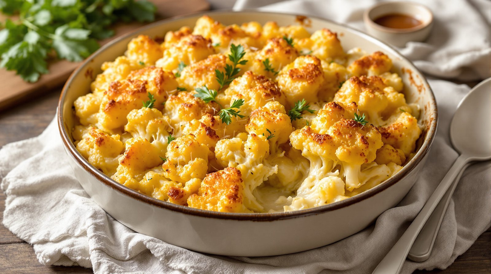 découvrez notre recette facile et savoureuse de gratin de chou-fleur à la moutarde et au parmesan, un plat gourmand parfait pour réchauffer vos repas.