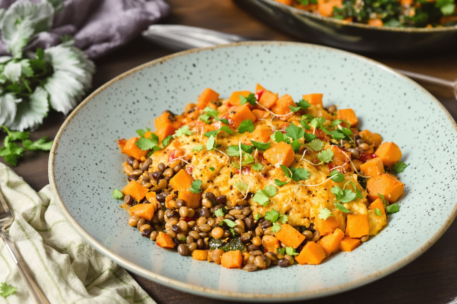Gratin de patates douces et lentilles corail
