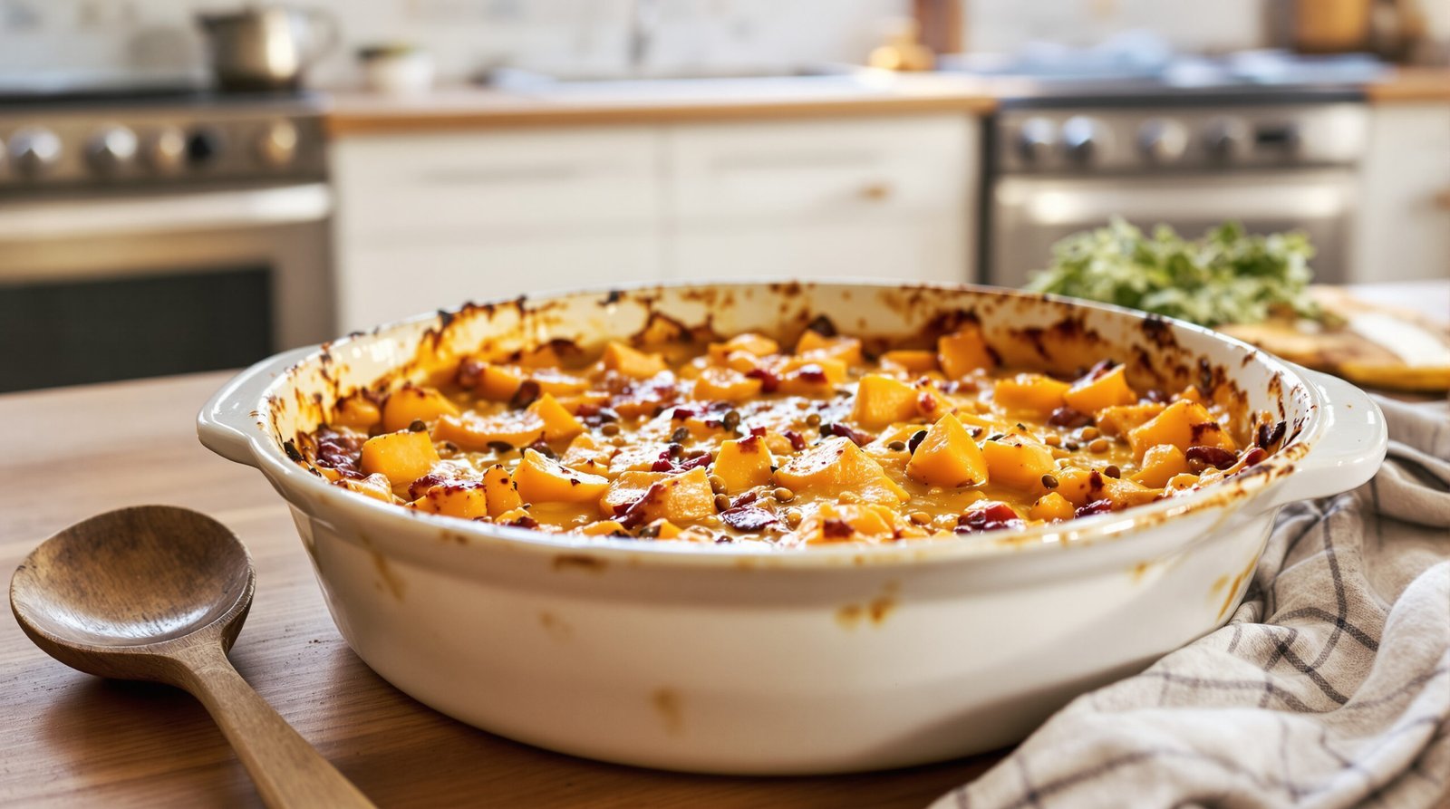 découvrez notre recette savoureuse de gratin de patates douces et lentilles corail, un plat réconfortant et riche en saveurs, parfait pour un dîner équilibré et gourmand.