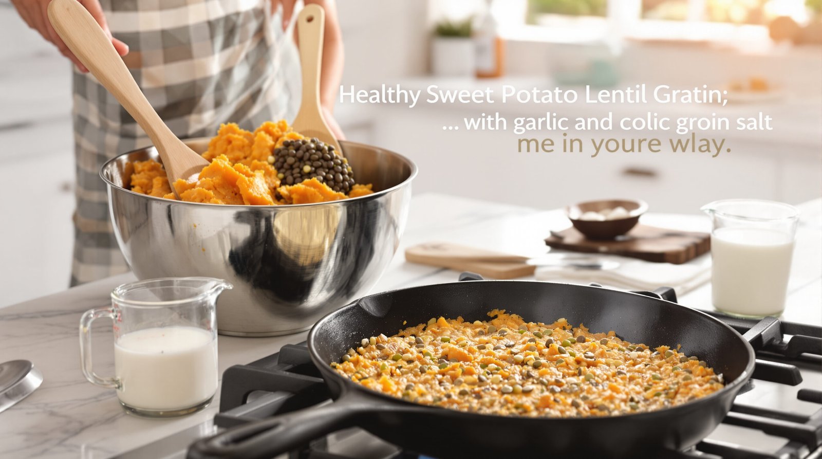 découvrez notre recette savoureuse de gratin de patates douces et lentilles corail, un plat riche en couleurs et en saveurs, parfait pour un repas sain et réconfortant.