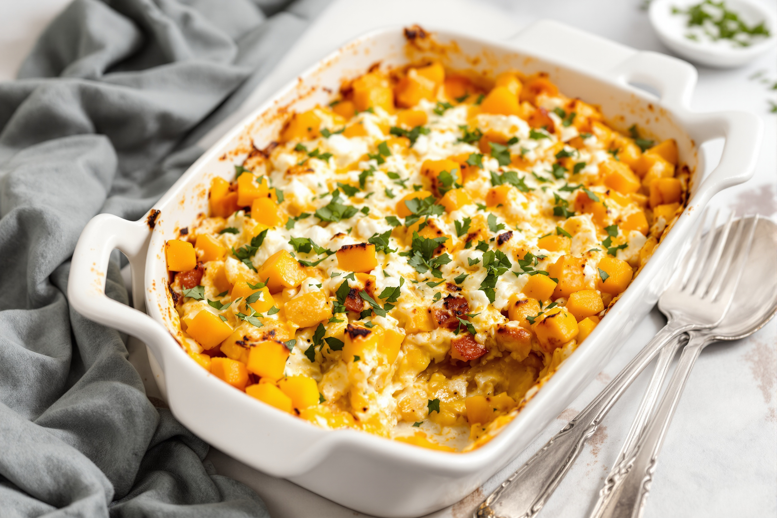 Gratin de potimarron à la ricotta et aux herbes