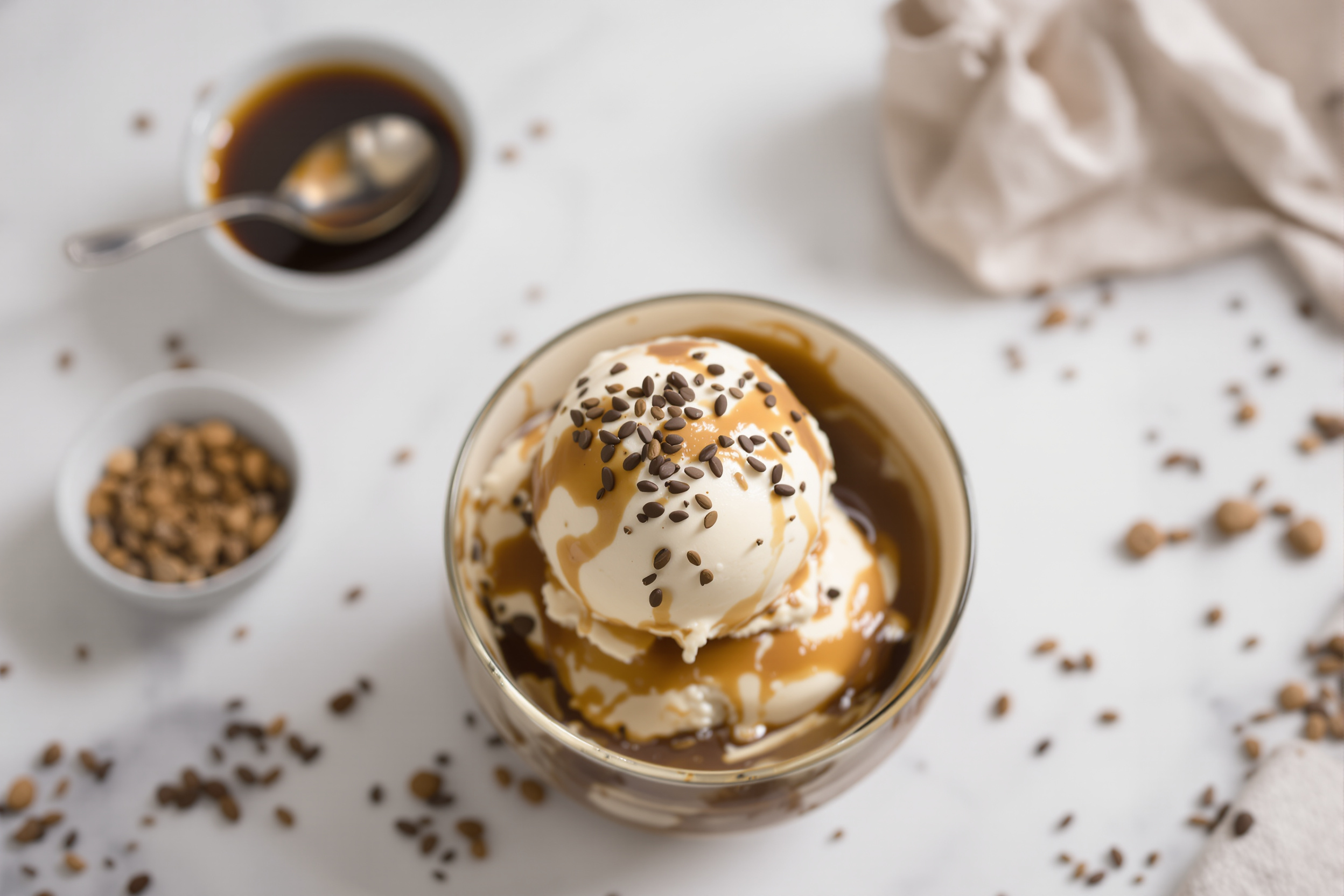 Hojicha Affogato glace vanille et shot de hojicha concentré