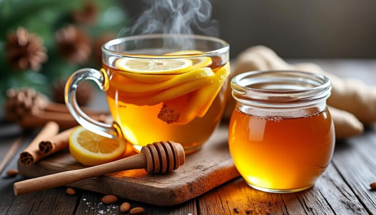 découvrez notre infusion d’hiver réconfortante au gingembre, citron et miel végétal, parfaite pour se réchauffer naturellement et renforcer votre immunité.