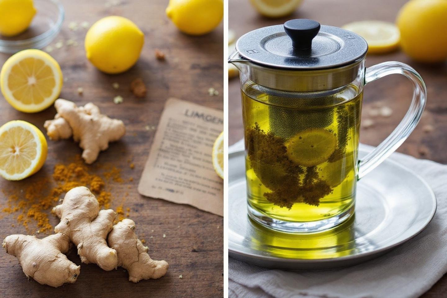 Infusion drainante gingembre, citron et curcuma