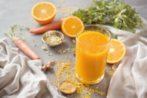Jus du matin bonne mine – carotte, orange et curcuma