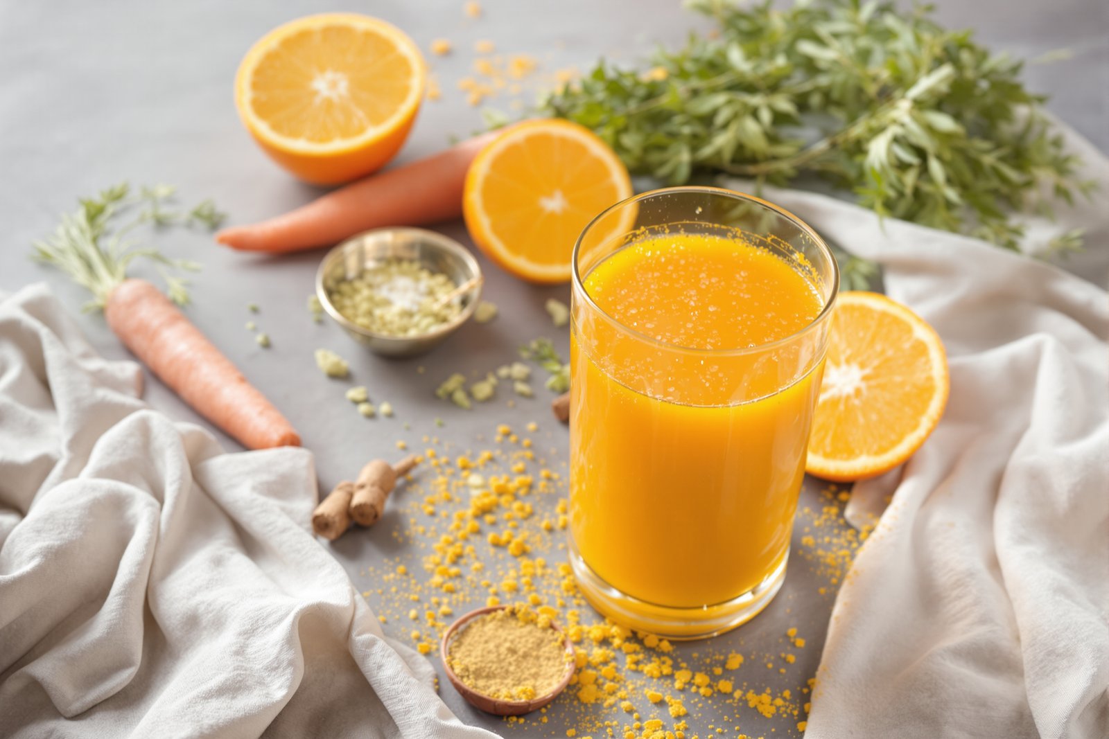 Jus du matin bonne mine – carotte, orange et curcuma