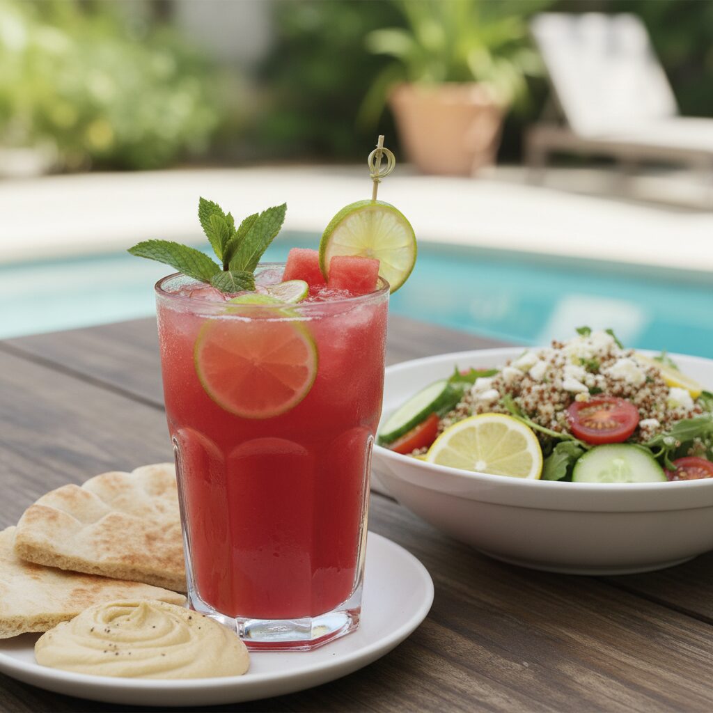 découvrez notre jus hydratant rafraîchissant à la pastèque, menthe et citron vert, parfait pour une pause saine et désaltérante.