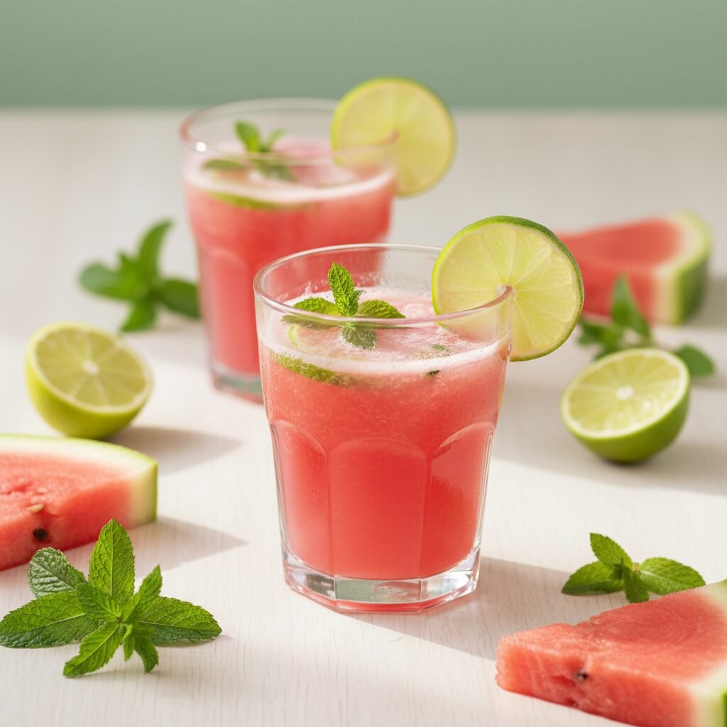 découvrez notre jus hydratant rafraîchissant à base de pastèque, menthe et citron vert, parfait pour revitaliser votre corps et votre esprit durant les journées chaudes.