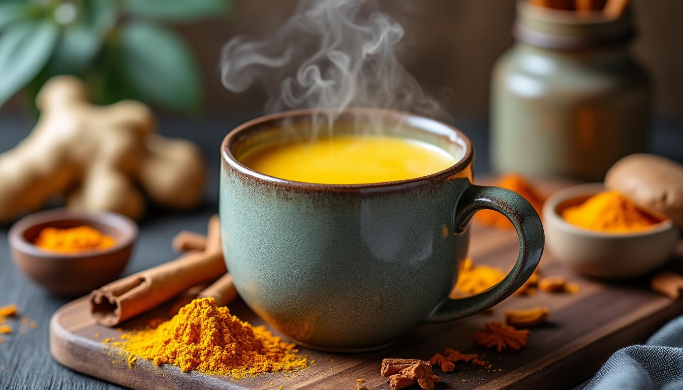 découvrez notre recette réconfortante de lait doré, la boisson idéale pour vos soirées d’hiver. un mélange délicieux et chaleureux alliant curcuma, épices et lait, parfait pour se détendre au coin du feu.