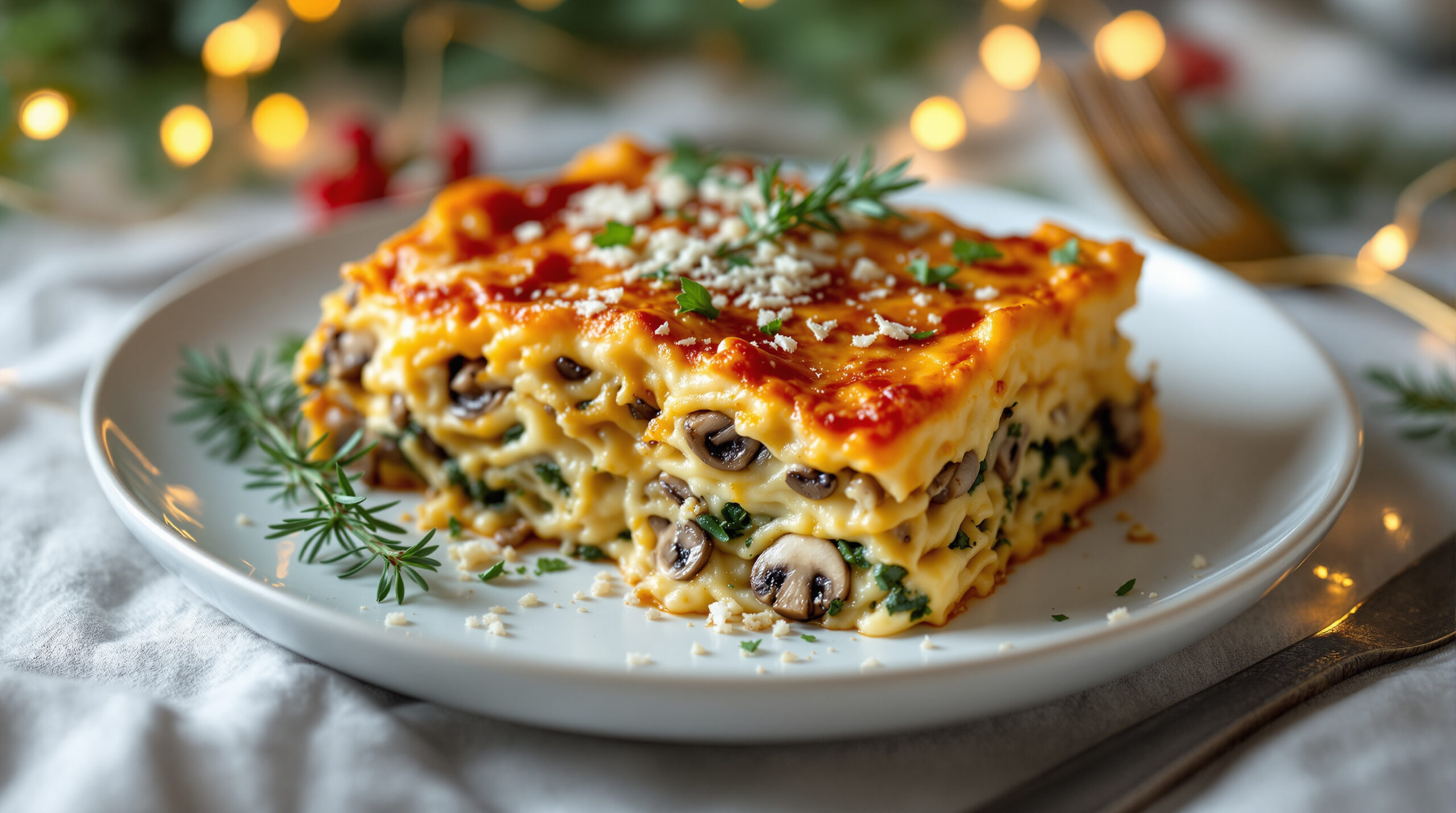 découvrez nos lasagnes végétariennes savoureuses aux champignons frais et parmesan truffé, une recette gourmande et parfumée pour un repas réconfortant et élégant.
