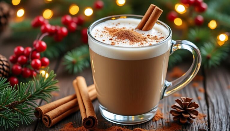 savourez la douceur festive du latte de noël à la cannelle, une boisson réconfortante et épicée parfaite pour les moments chaleureux des fêtes.
