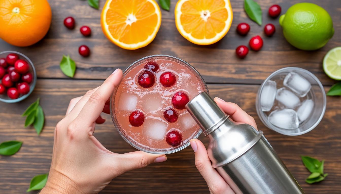 découvrez notre mocktail festif cranberry-orange sans alcool, une boisson rafraîchissante et colorée parfaite pour toutes vos célébrations.