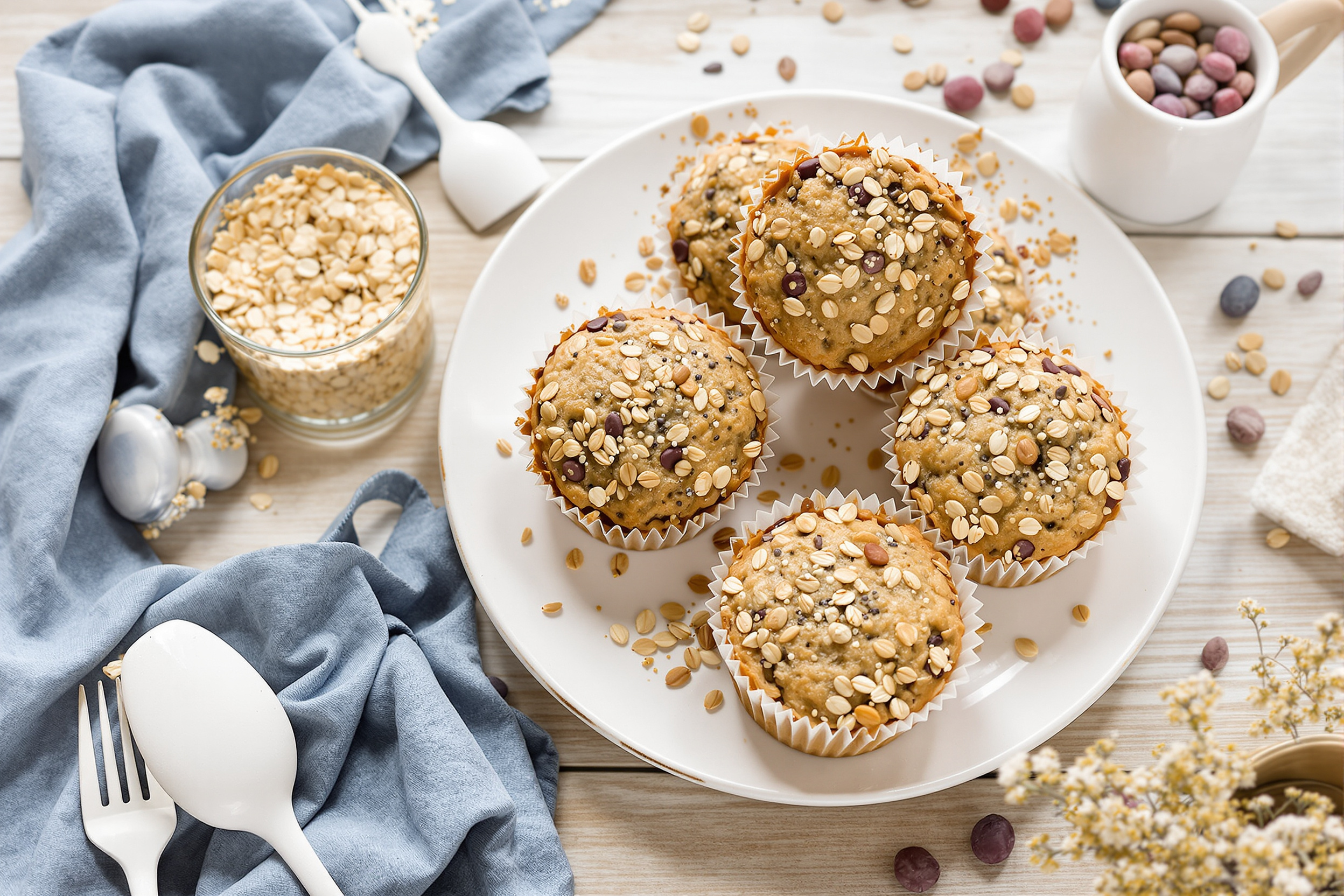 Muffins avoine–graines de chia : parfaits pour une collation rassasiante et healthy