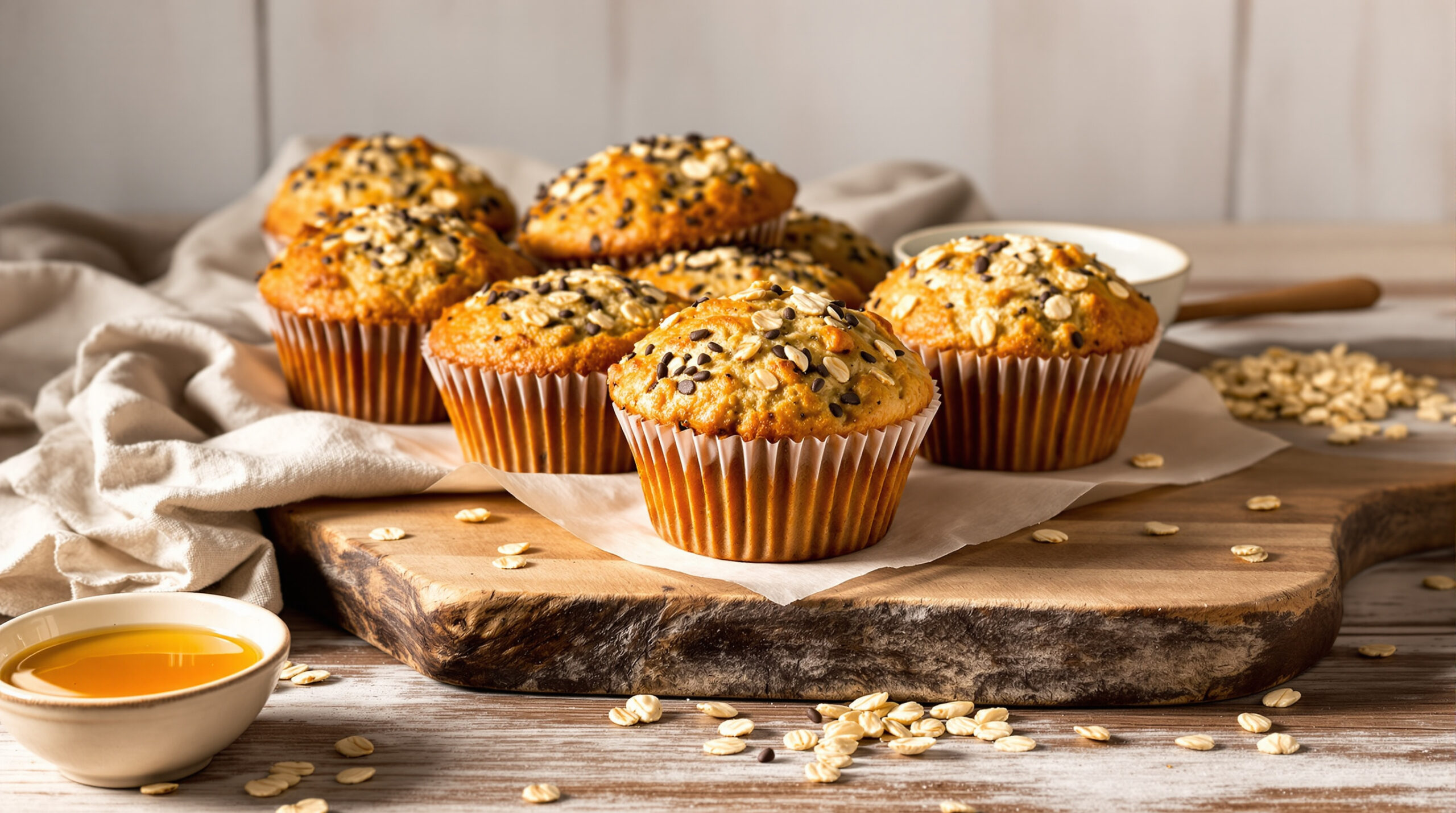 découvrez nos muffins avoine–graines de chia, une collation saine et rassasiante, idéale pour vos pauses gourmandes et équilibrées.