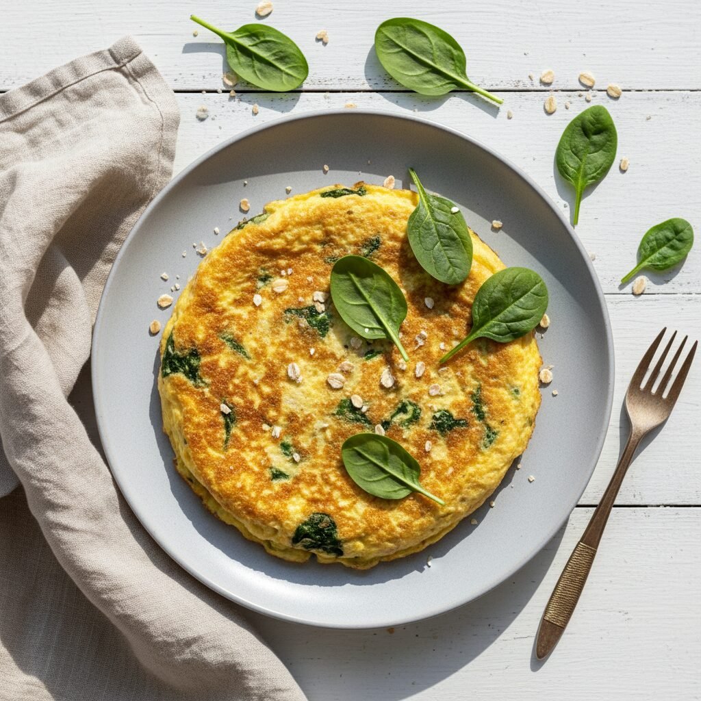 découvrez une omelette protéinée aux épinards et flocons d’avoine, une recette saine et savoureuse pour bien démarrer la journée ou un repas équilibré.