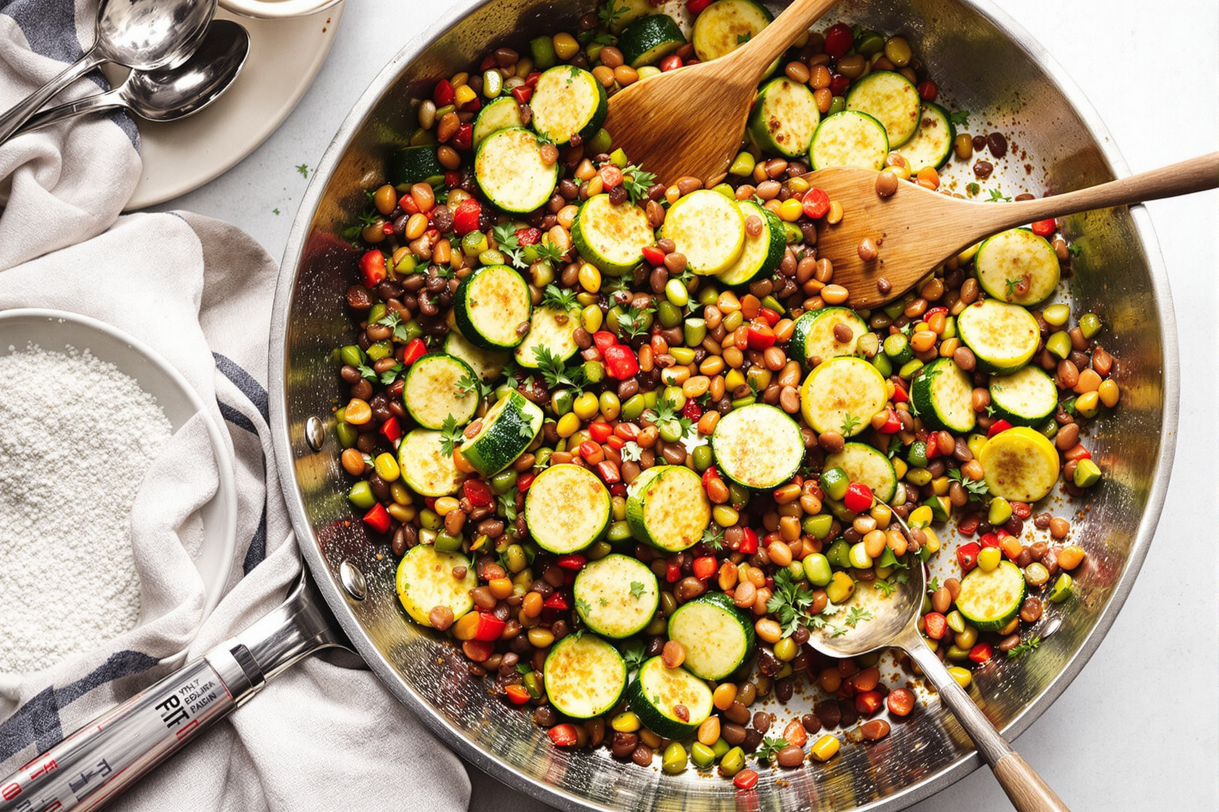 One-pan courgettes & lentilles corail : Un dîner végétarien ultra simple
