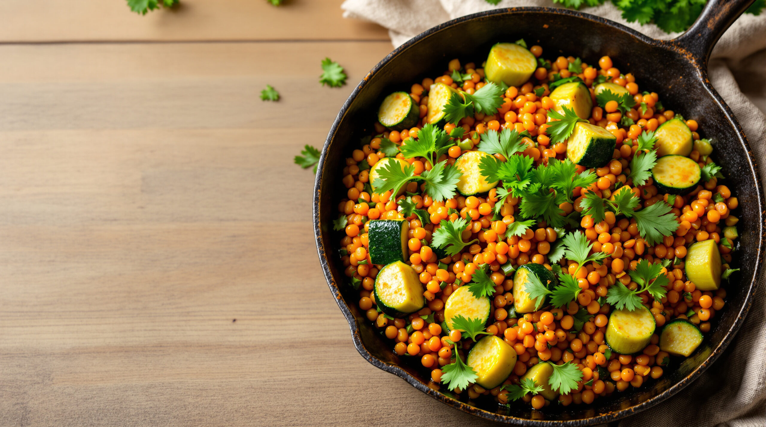 One-pan courgettes & lentilles corail : Un dîner végétarien ultra simple