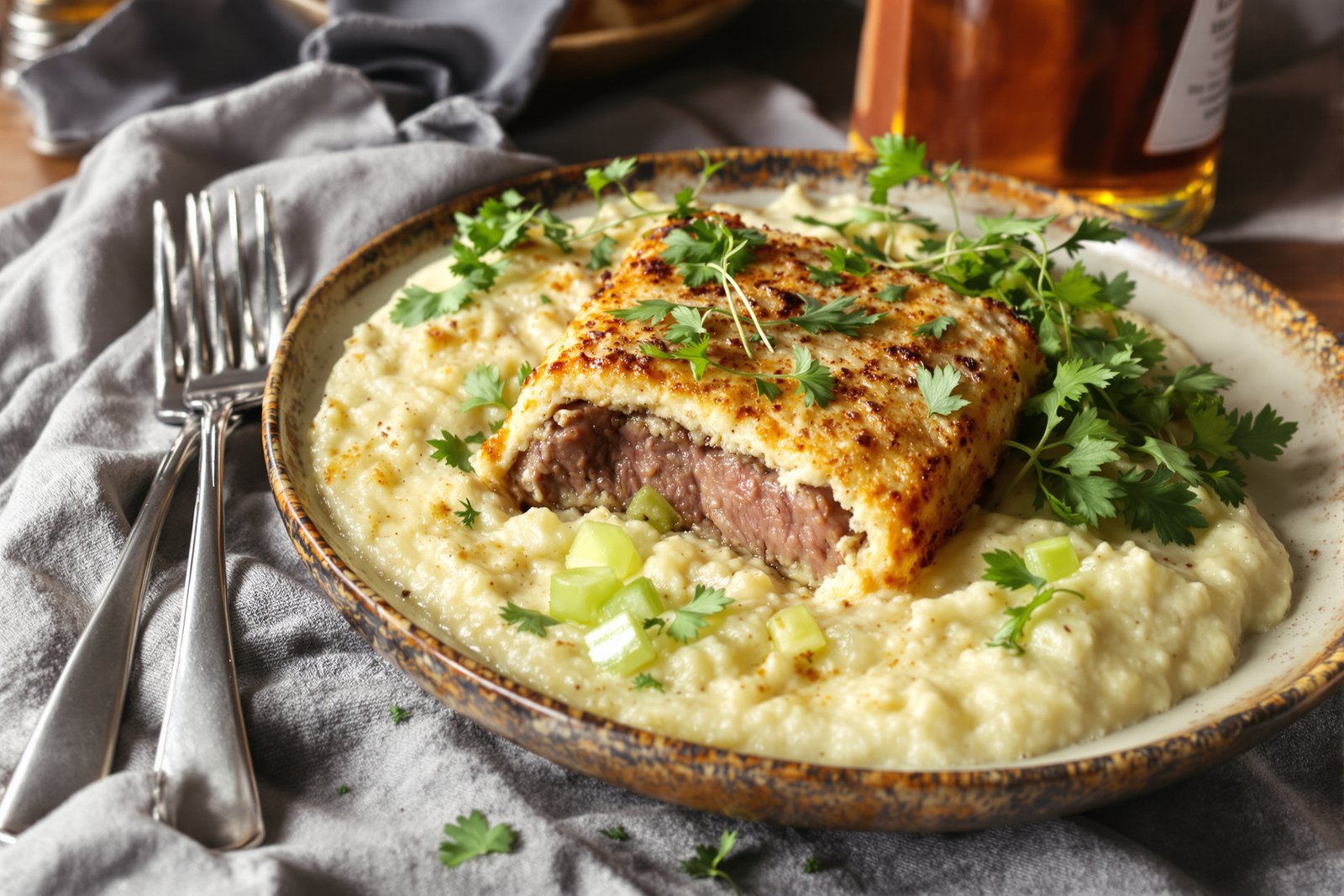 Parmentier de bœuf à la purée de céleri