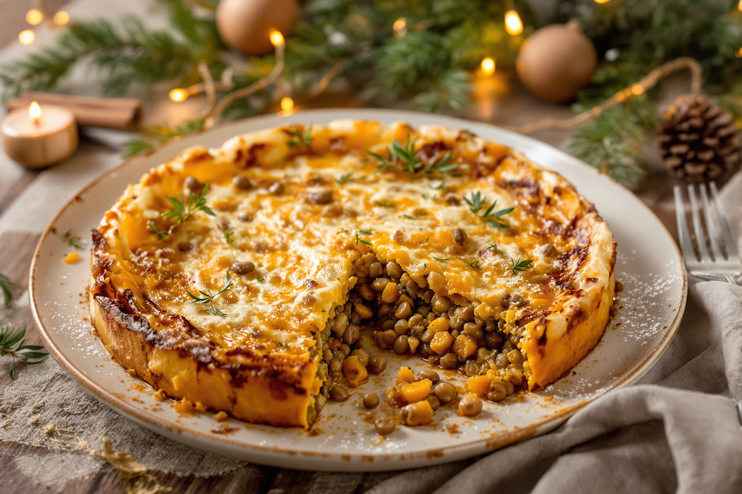Parmentier végétarien aux lentilles et patate douce