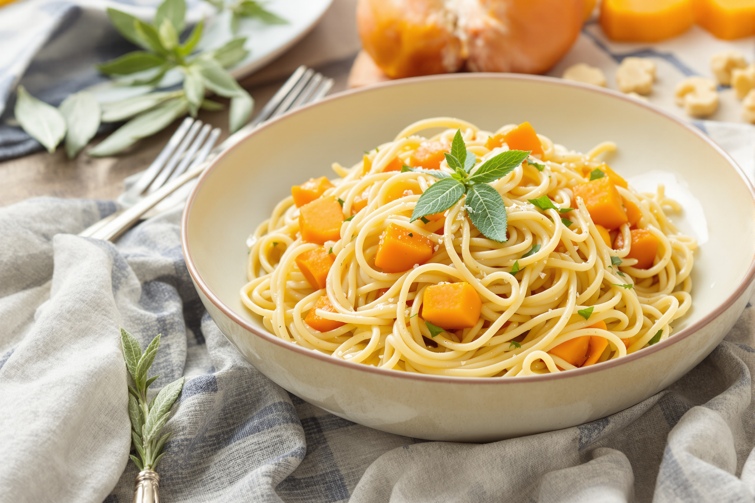 Pâtes crémeuses à la butternut et sauge