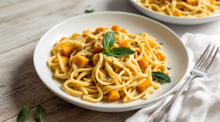 découvrez une recette gourmande de pâtes crémeuses à la butternut et à la sauge, alliant douceur et saveurs automnales pour un repas réconfortant et savoureux.